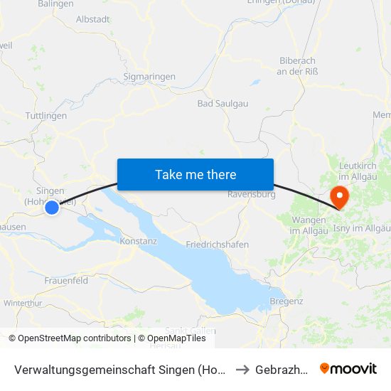 Verwaltungsgemeinschaft Singen (Hohentwiel) to Gebrazhofen map