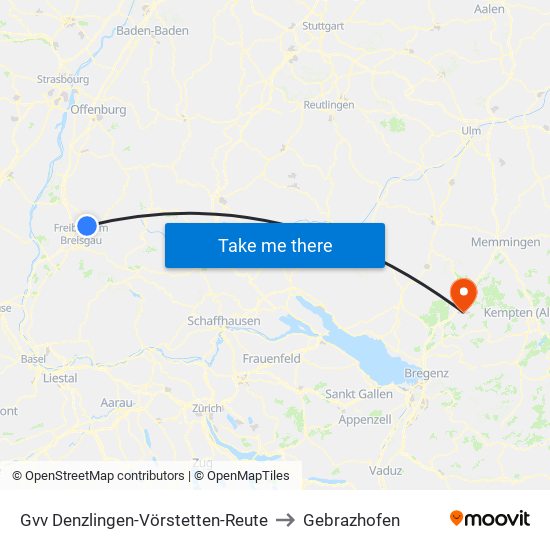 Gvv Denzlingen-Vörstetten-Reute to Gebrazhofen map