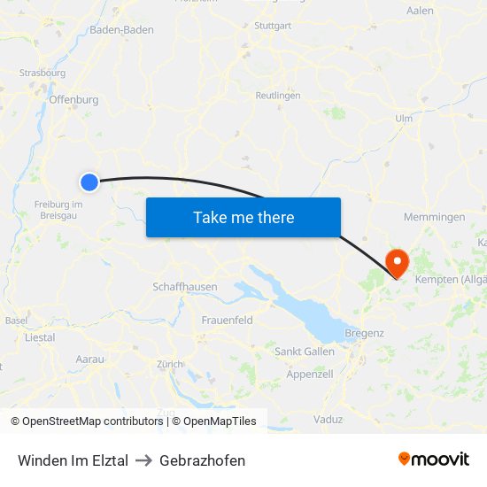 Winden Im Elztal to Gebrazhofen map