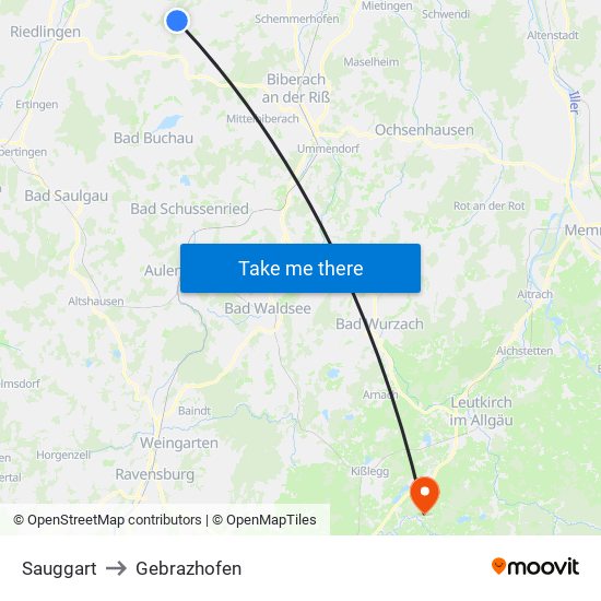 Sauggart to Gebrazhofen map