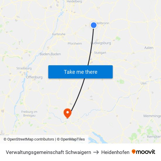 Verwaltungsgemeinschaft Schwaigern to Heidenhofen map