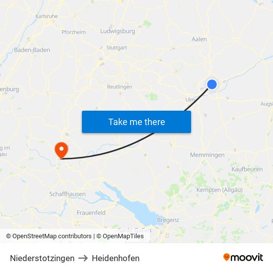 Niederstotzingen to Heidenhofen map