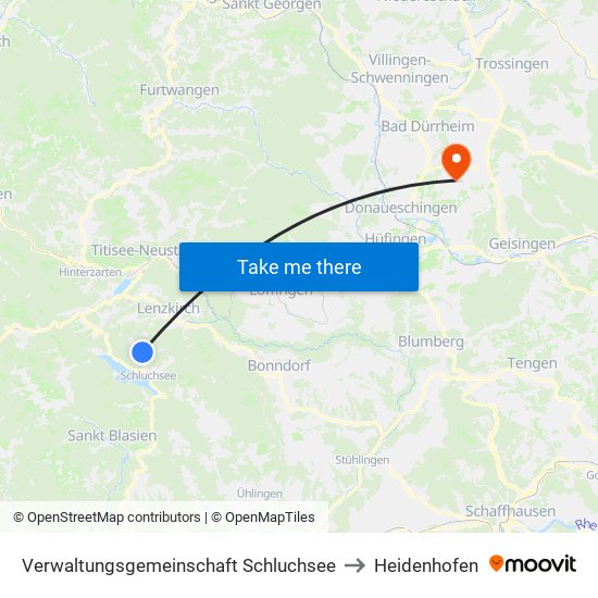 Verwaltungsgemeinschaft Schluchsee to Heidenhofen map