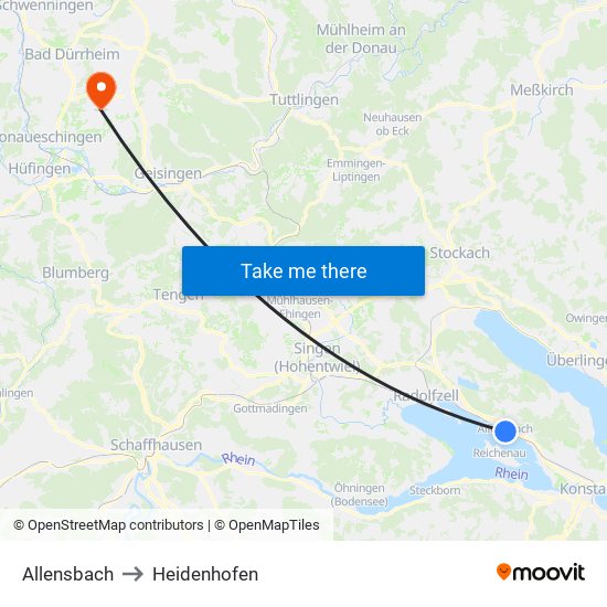 Allensbach to Heidenhofen map