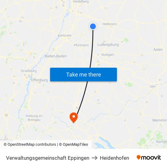 Verwaltungsgemeinschaft Eppingen to Heidenhofen map