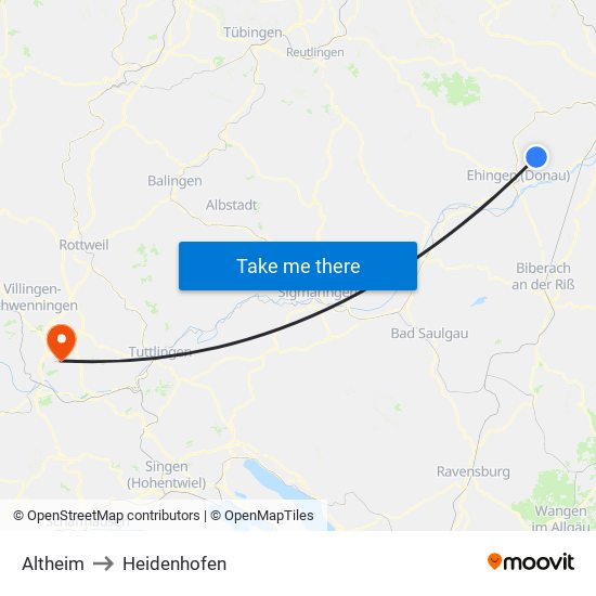 Altheim to Heidenhofen map