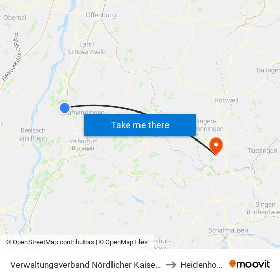 Verwaltungsverband Nördlicher Kaiserstuhl to Heidenhofen map