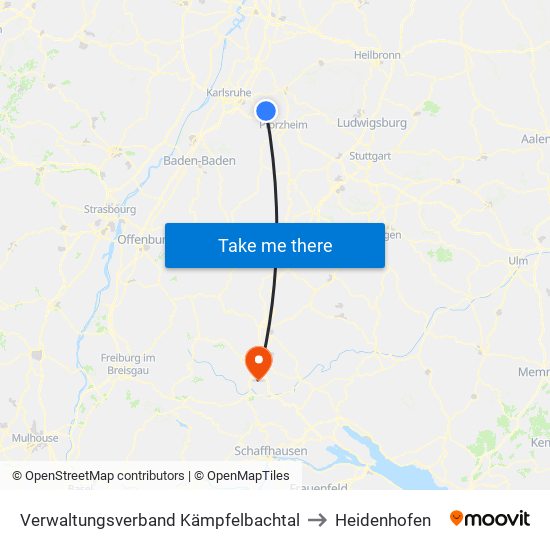 Verwaltungsverband Kämpfelbachtal to Heidenhofen map