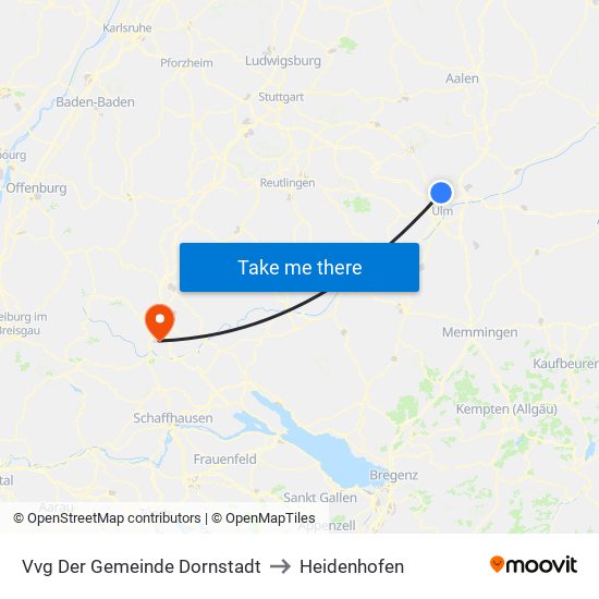 Vvg Der Gemeinde Dornstadt to Heidenhofen map