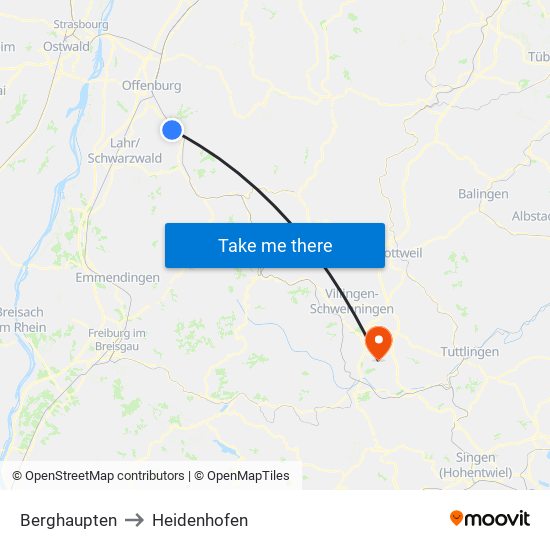 Berghaupten to Heidenhofen map