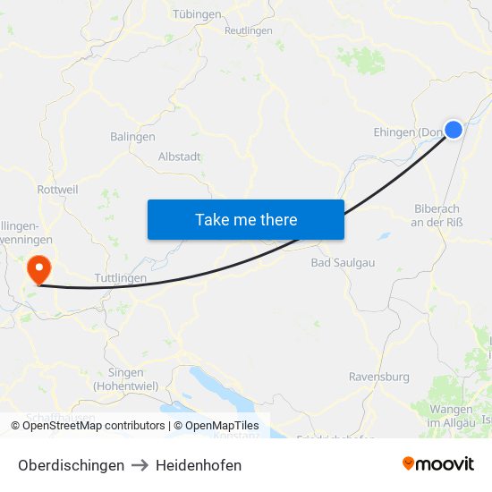 Oberdischingen to Heidenhofen map