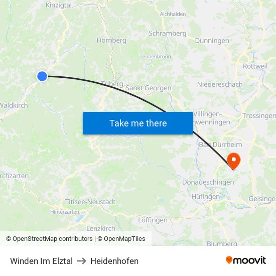 Winden Im Elztal to Heidenhofen map