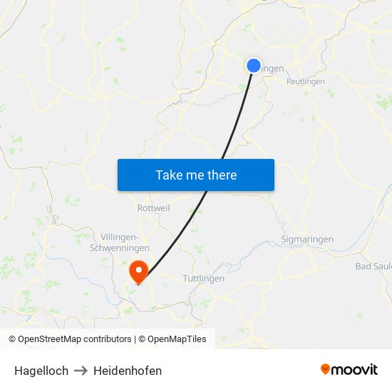Hagelloch to Heidenhofen map