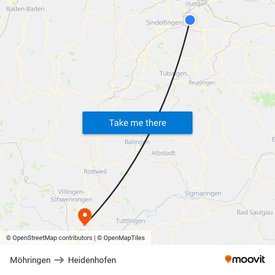 Möhringen to Heidenhofen map