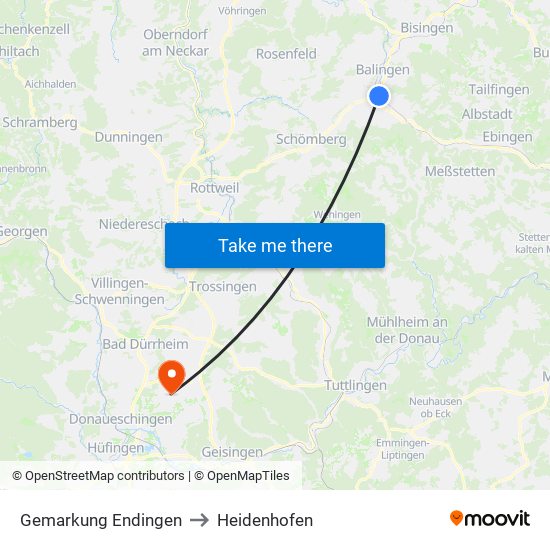 Gemarkung Endingen to Heidenhofen map