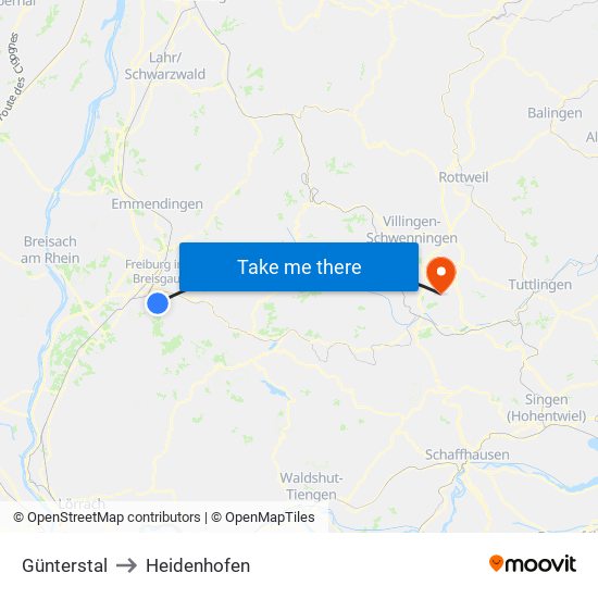 Günterstal to Heidenhofen map