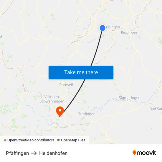 Pfäffingen to Heidenhofen map