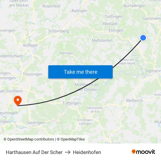 Harthausen Auf Der Scher to Heidenhofen map