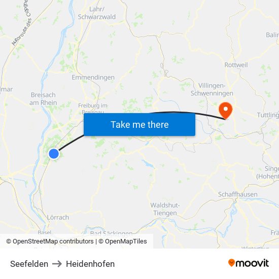 Seefelden to Heidenhofen map