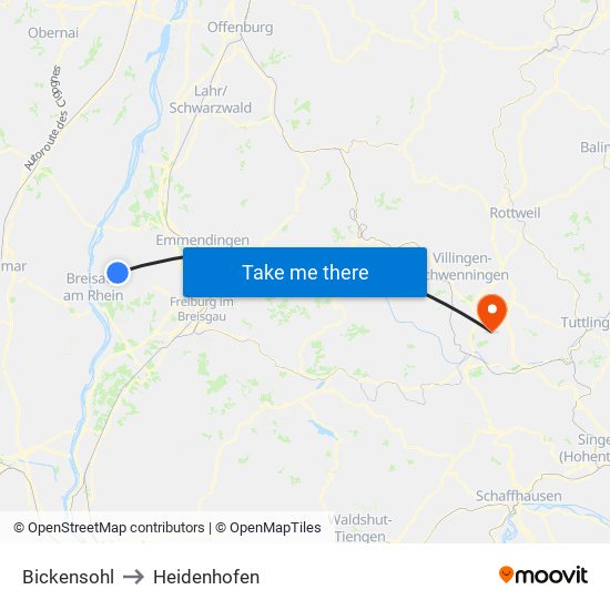 Bickensohl to Heidenhofen map