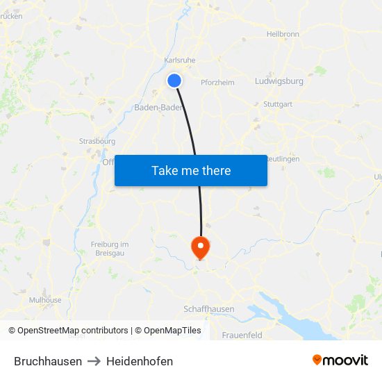 Bruchhausen to Heidenhofen map