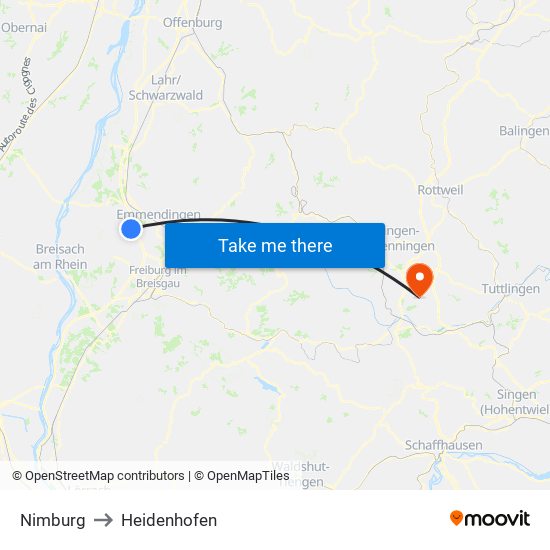 Nimburg to Heidenhofen map
