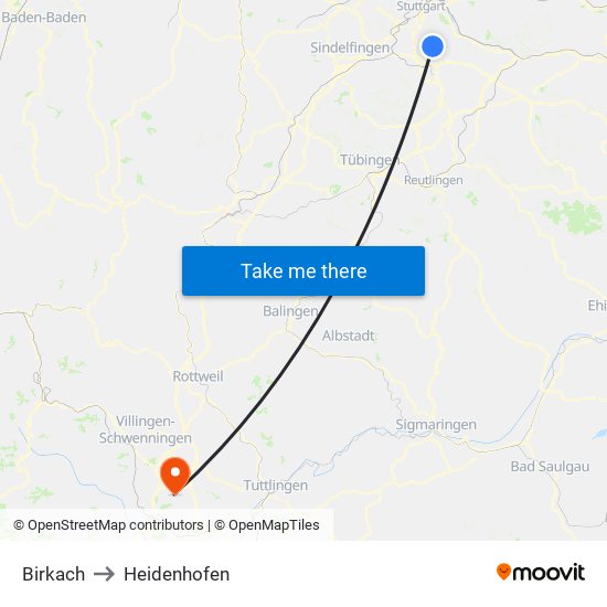 Birkach to Heidenhofen map