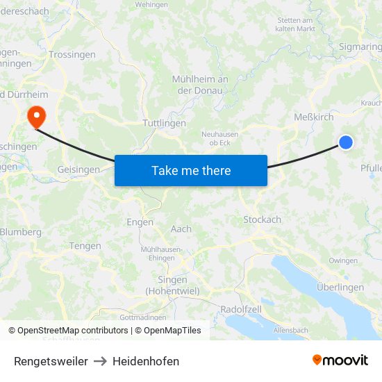 Rengetsweiler to Heidenhofen map