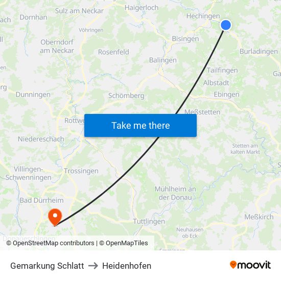 Gemarkung Schlatt to Heidenhofen map