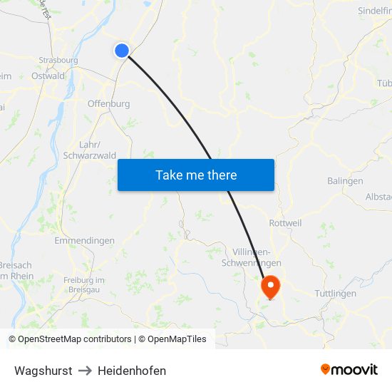 Wagshurst to Heidenhofen map