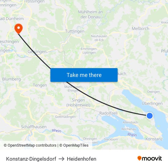 Konstanz-Dingelsdorf to Heidenhofen map