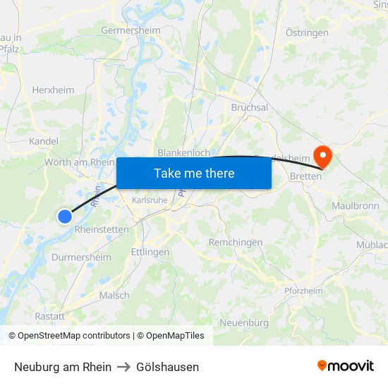 Neuburg am Rhein to Gölshausen map