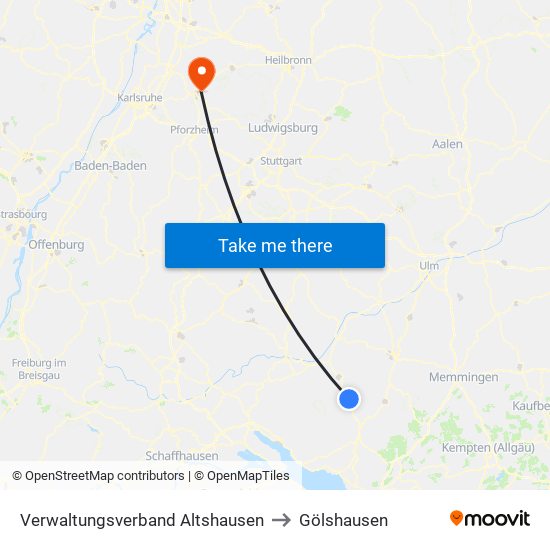 Verwaltungsverband Altshausen to Gölshausen map