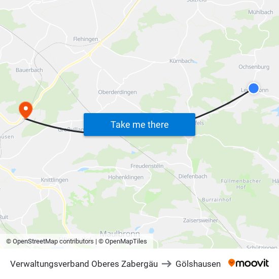 Verwaltungsverband Oberes Zabergäu to Gölshausen map