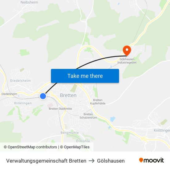 Verwaltungsgemeinschaft Bretten to Gölshausen map