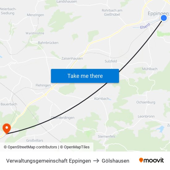 Verwaltungsgemeinschaft Eppingen to Gölshausen map