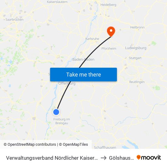 Verwaltungsverband Nördlicher Kaiserstuhl to Gölshausen map