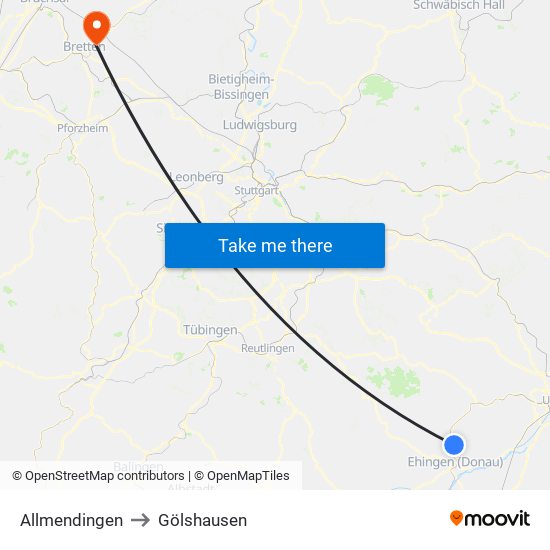 Allmendingen to Gölshausen map