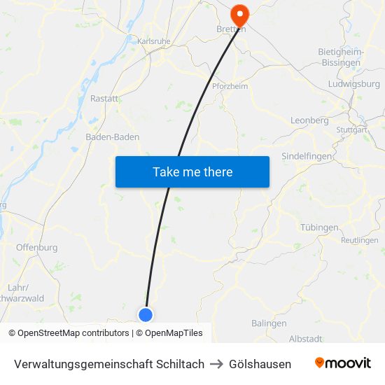 Verwaltungsgemeinschaft Schiltach to Gölshausen map