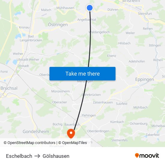 Eschelbach to Gölshausen map