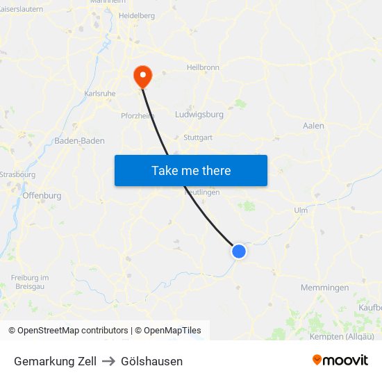 Gemarkung Zell to Gölshausen map