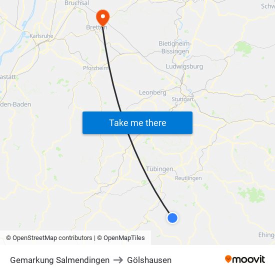 Gemarkung Salmendingen to Gölshausen map