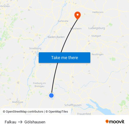 Falkau to Gölshausen map