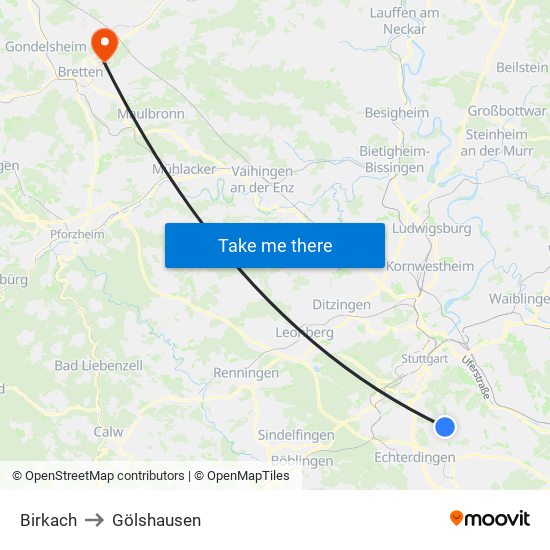 Birkach to Gölshausen map