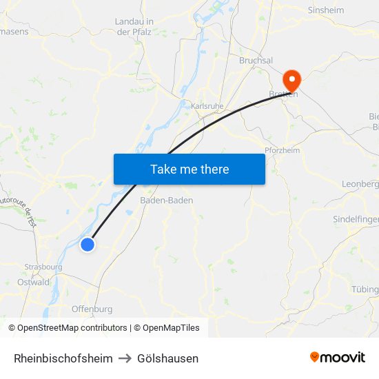 Rheinbischofsheim to Gölshausen map