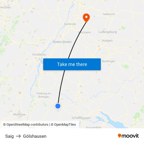 Saig to Gölshausen map