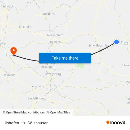 Ilshofen to Gölshausen map