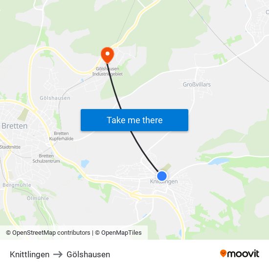 Knittlingen to Gölshausen map