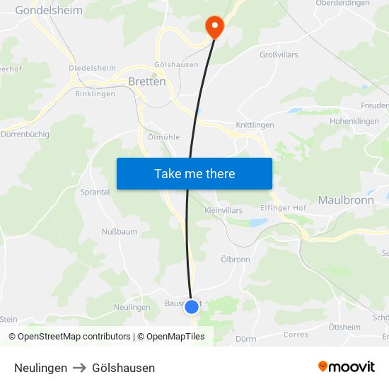 Neulingen to Gölshausen map
