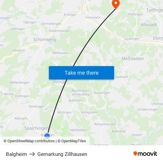 Balgheim to Gemarkung Zillhausen map